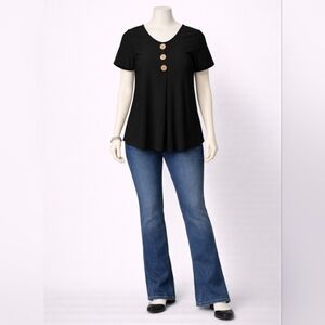 Star Vixen Black Tunic Top 4X Short Sleeve Flowy Plus Size Blouse